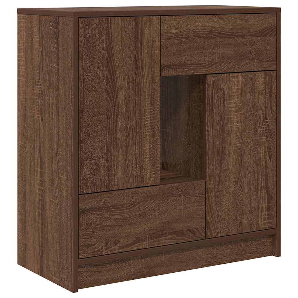 Sideboard with Drawers and Doors Brown Oak 70.5x34x74.5 cm